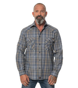 Men`s Flanell Shirt langarm X-Large Brown/Blue/Gray...