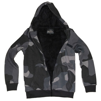 ROCK-IT Apparel Herren Winter Zipper Hoodie, Kapuzenjacke, gefütterter Torso, mit Reißverschluss und Taschen, weicher Stoff, Größen S-5XL, Sweatjacke Night Camo S