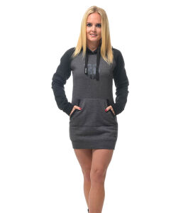 Hooded raglan Sweater Kleid Black/gray XS