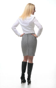 Skirt with black and white houndstooth pattern 42 Black/White