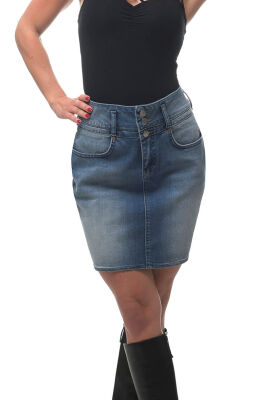 Casual denim skirt with high waistband 34 Blue