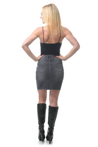 Casual denim skirt with high waistband 38 Black