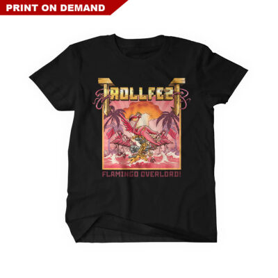 Trollfest - Flamingo Overlord Cover POD Kids Shirt Schwarz XS