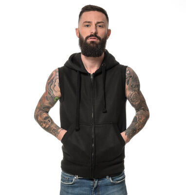 Heavy zipped Hoodie sleeveless