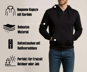 ROCK-IT heavy zipped hoodie with side pockets