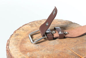 Men leather belt brown small