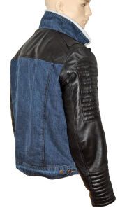 Leder/Jeans Winter Jacke 