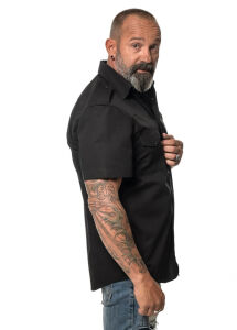 ROCK-IT Apparel Herren Kurzarm Hemd - 100% Baumwolle - Urban Style Large Schwarz