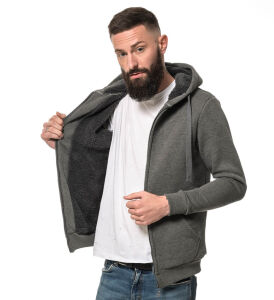 ROCK-IT Apparel Herren Winter Zipper Hoodie, Kapuzenjacke, gefütterter Torso, mit Reißverschluss und Taschen, weicher Stoff, Größen S-5XL, Sweatjacke