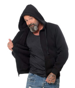 Herren Winter zipped Hoodie Schwarz L