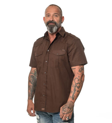 ROCK-IT Apparel Herren Kurzarm Hemd - 100% Baumwolle - Urban Style 5X-Large Braun
