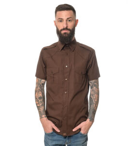 ROCK-IT Apparel Herren Kurzarm Hemd - 100% Baumwolle - Urban Style 5X-Large Braun
