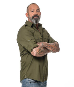 ROCK-IT Apparel Herren Langarm Hemd - Worker Shirt – Regular Fit X-Large Olive