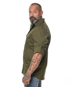 ROCK-IT Apparel Herren Langarm Hemd - Worker Shirt – Regular Fit X-Large Olive