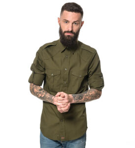 ROCK-IT Apparel Herren Langarm Hemd - Worker Shirt – Regular Fit X-Large Olive