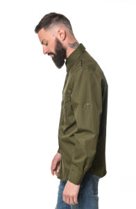 ROCK-IT Apparel Herren Langarm Hemd - Worker Shirt – Regular Fit X-Large Olive