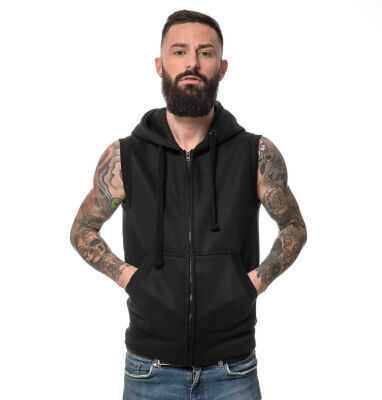 Heavy zipped Hoodie sleeveless XL Black