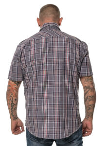 Men`s checked shortsleeve Shirt Charcoal 5X-Large